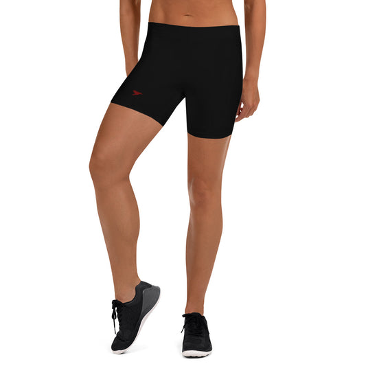 Womens Gym Shorts - Black with Dark Red kookaburra logo