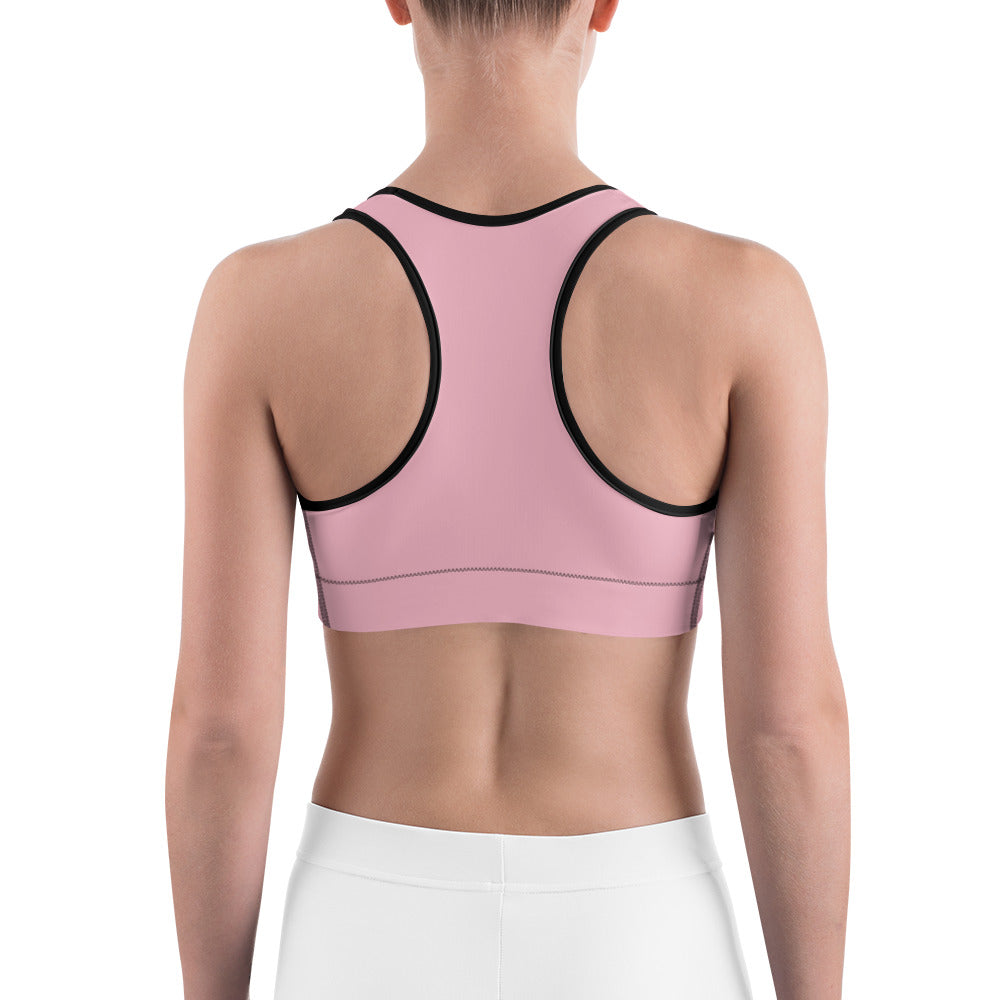 Womens Sports bra - Pink with black kookaburra logo