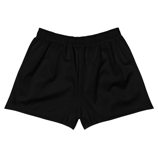 Womens Recycled Athletic Shorts - Black with Blue kookaburra logo