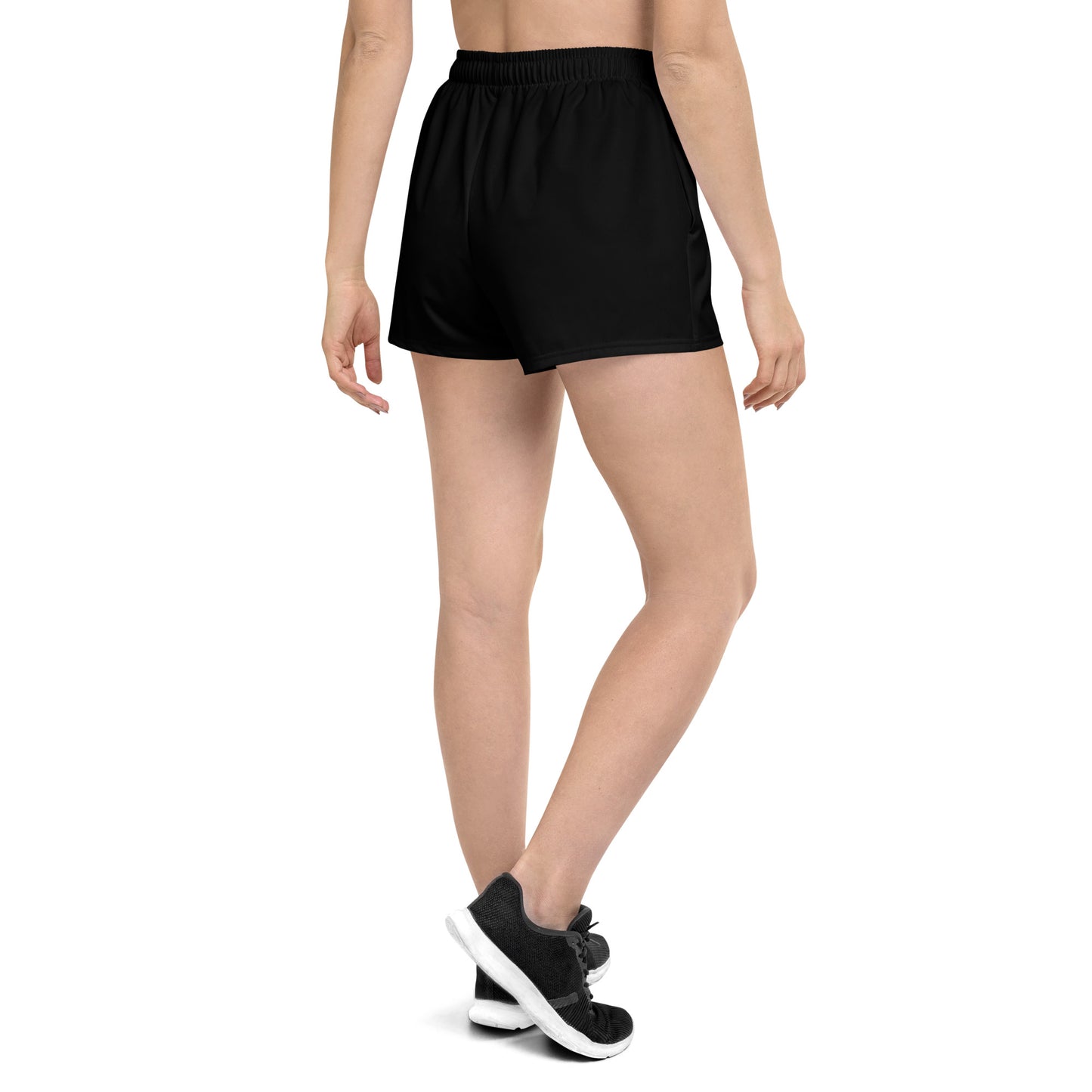 Womens Recycled Athletic Shorts - Black with Blue kookaburra logo