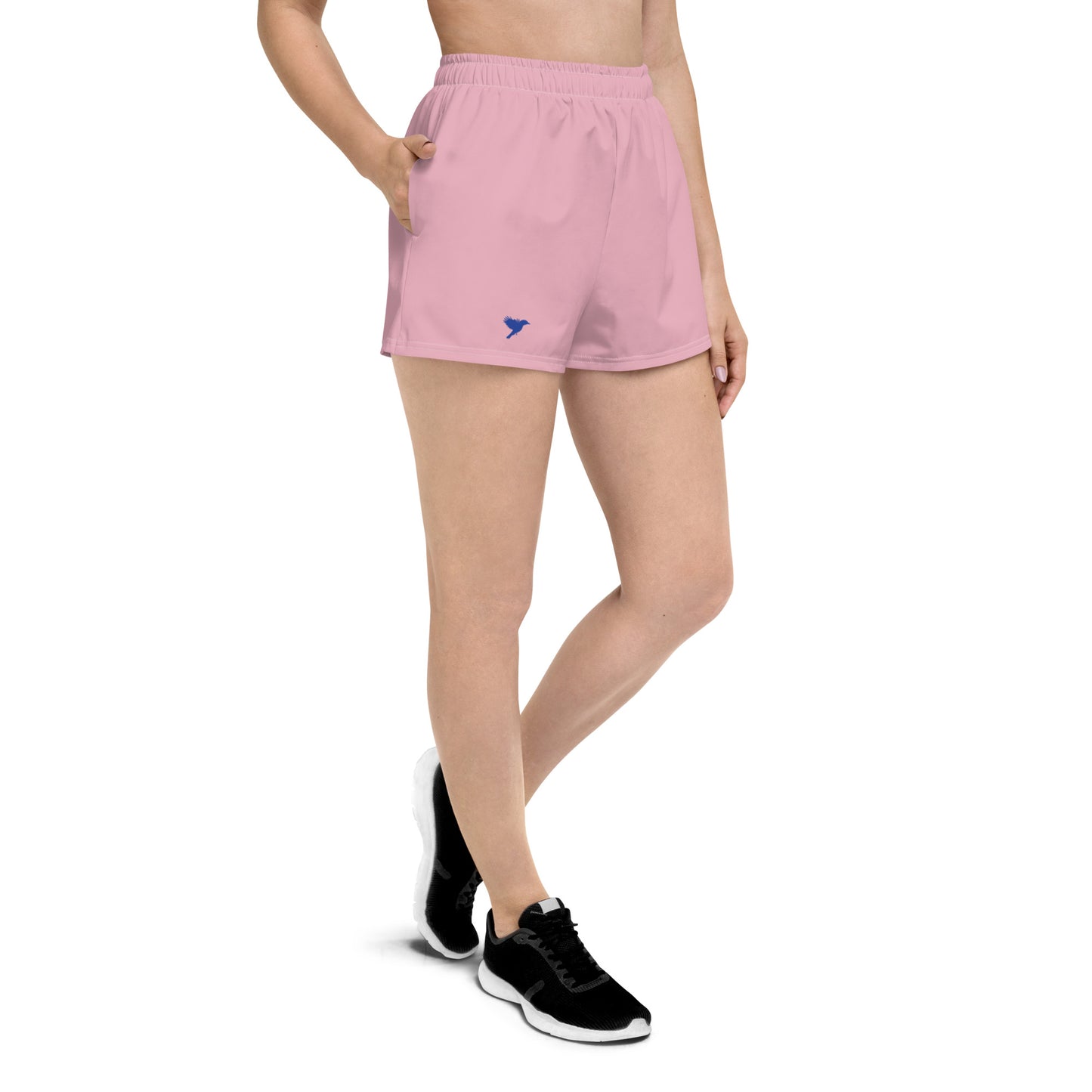 Womens Recycled Athletic Shorts - Pink with Blue kookaburra logo