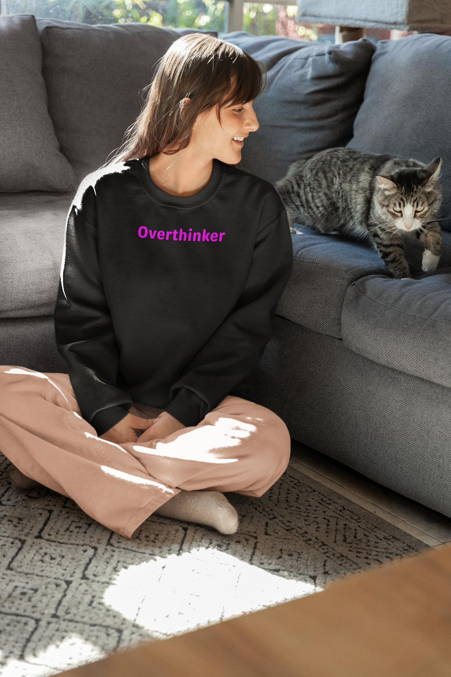 Overthinker - Magenta Text - Womens Sweatshirt