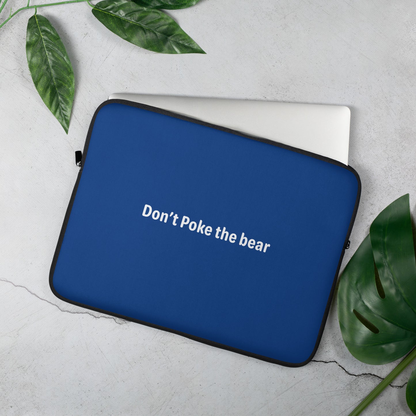 Don't poke the bear - White/Navy Blue - Laptop Sleeve