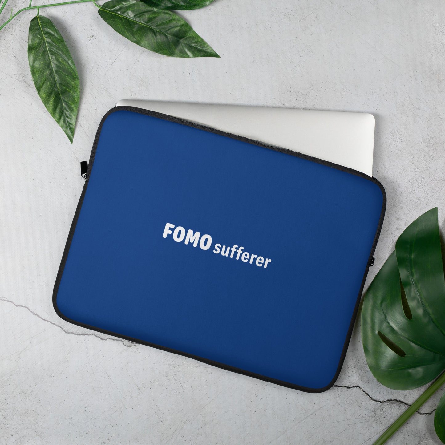 FOMO Sufferer - White/Navy Blue - Laptop Sleeve