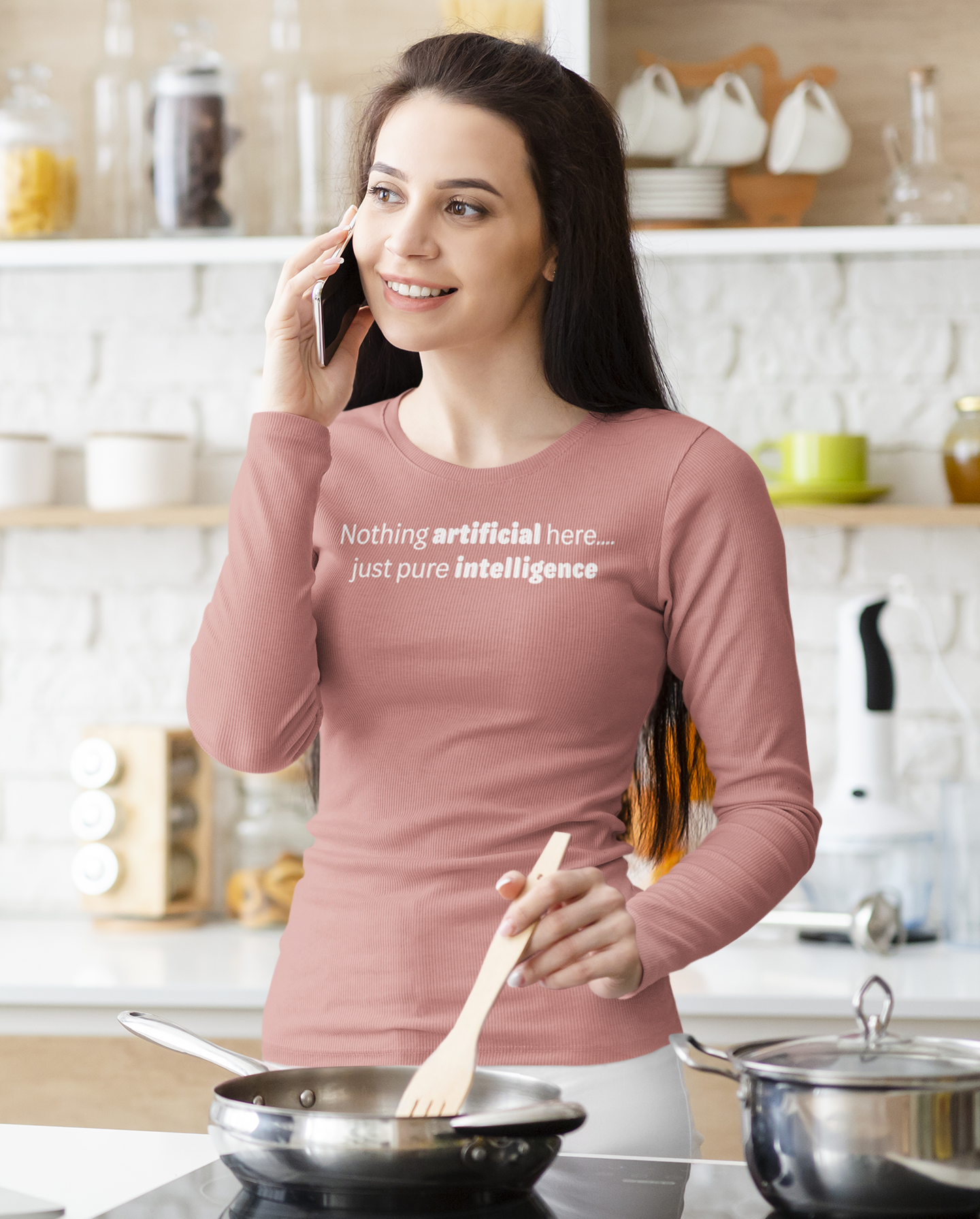 AI - White text - Womens Long Sleeve Tee