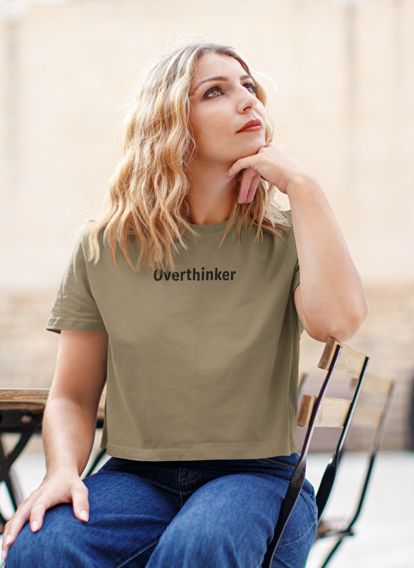 Overthinker - Black Text - Womens Crop Tee