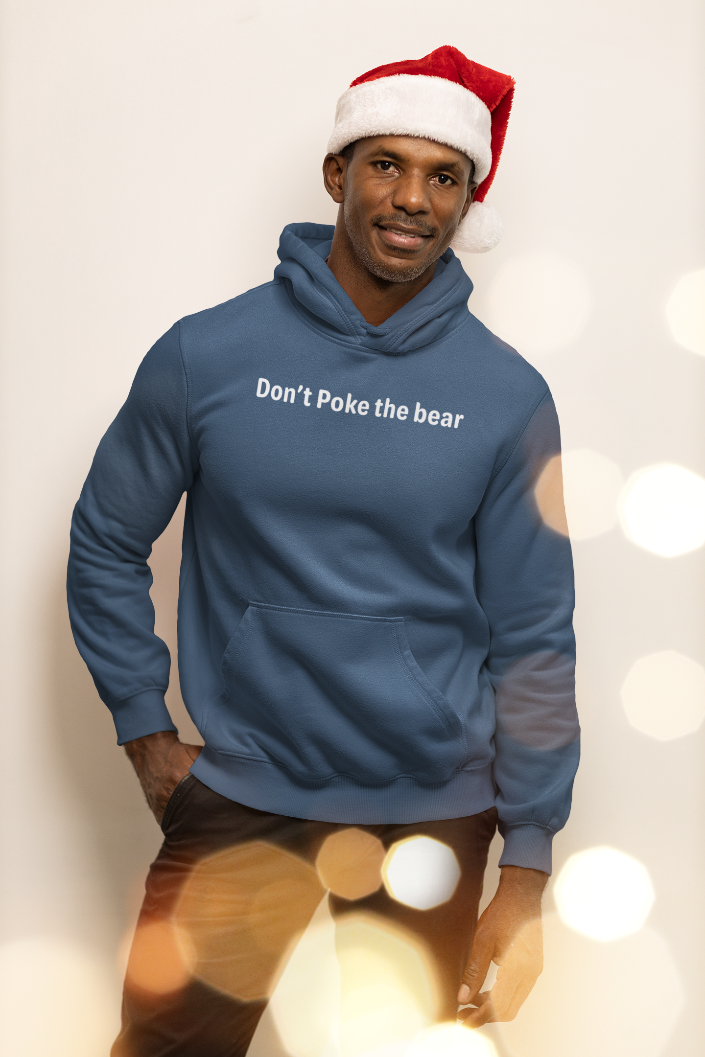 Don't Poke the bear - White text - Mens Hoodie