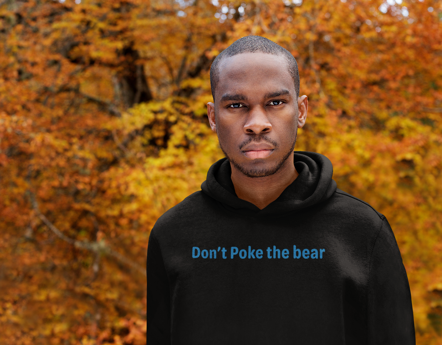 Don't Poke the bear - Blue text - Mens Hoodie