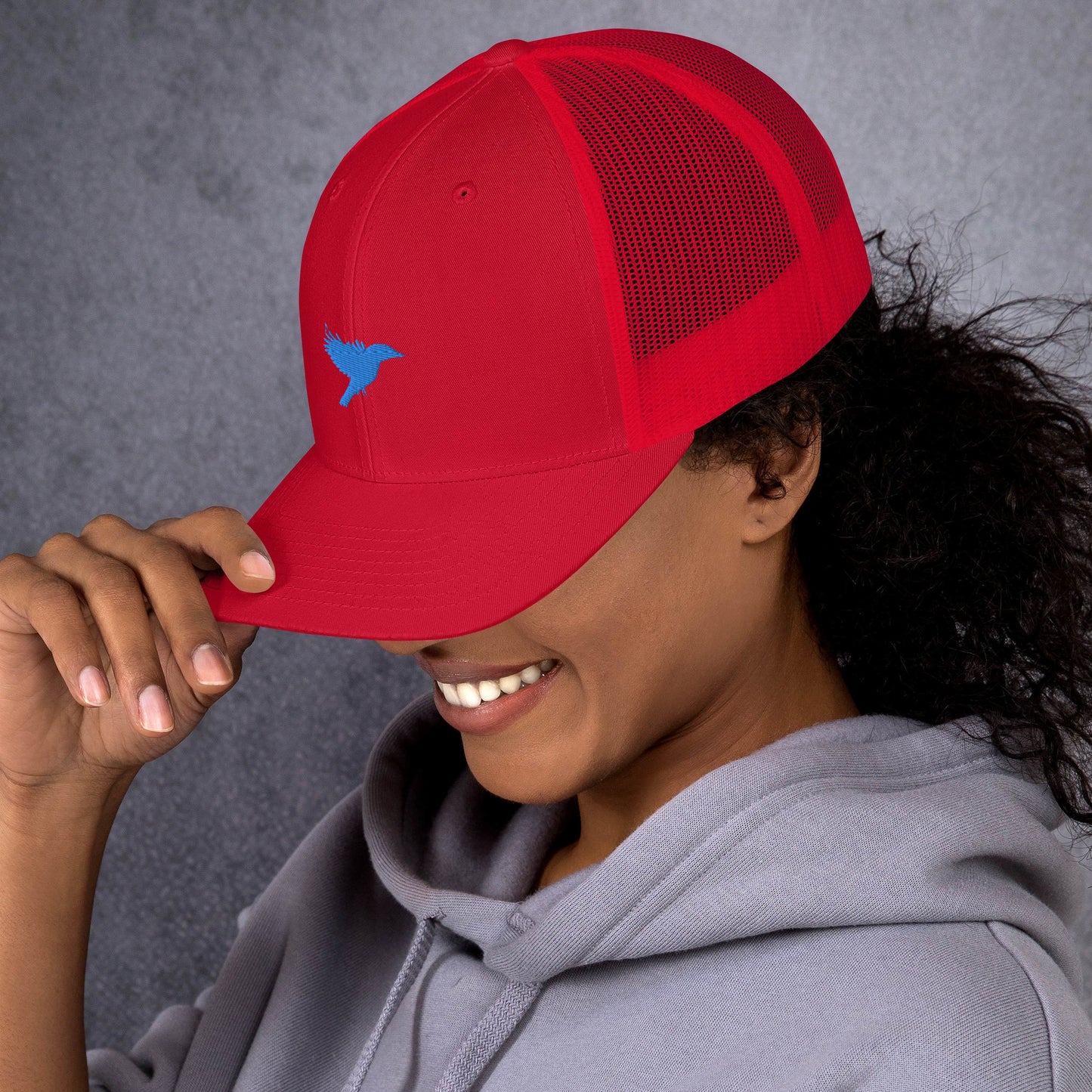 Trucker Cap - Red with Light Blue kookaburra logo