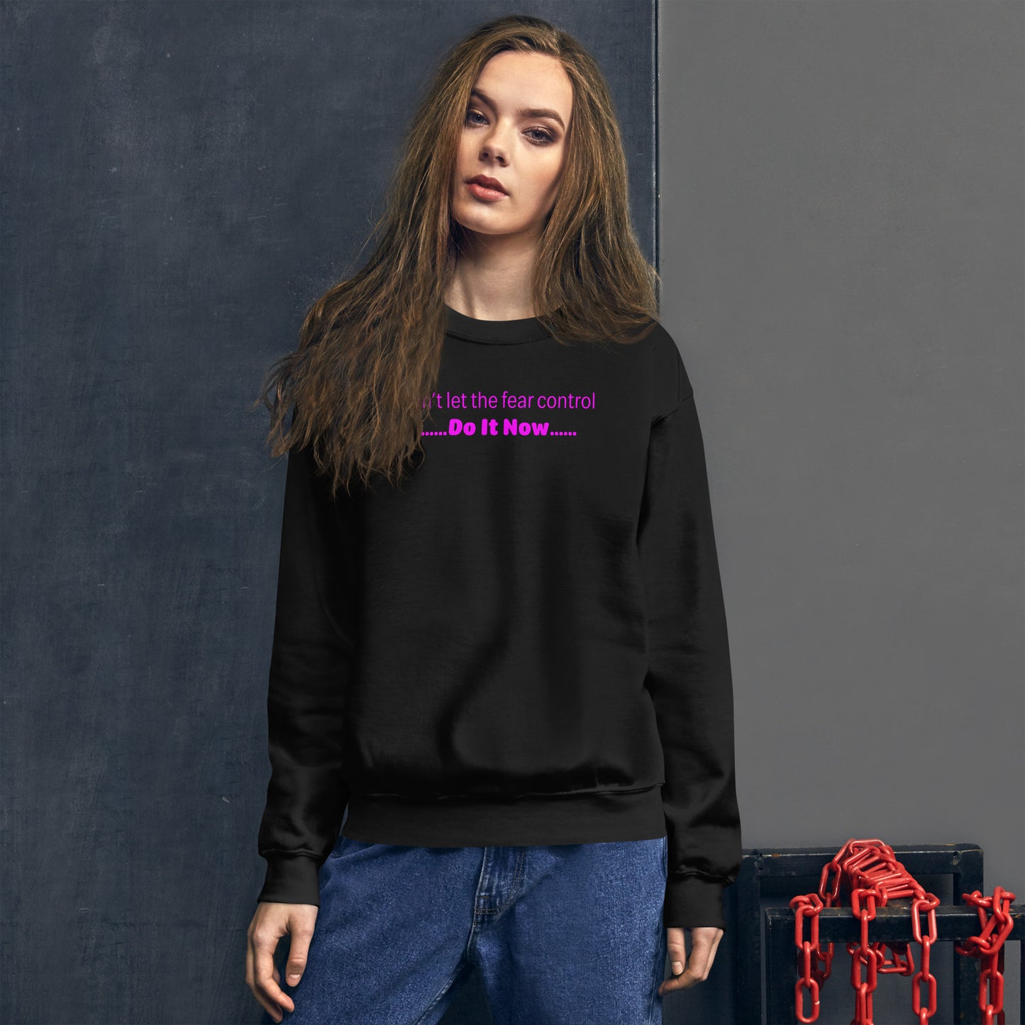 Fear - Magenta Text - Womens Sweatshirt