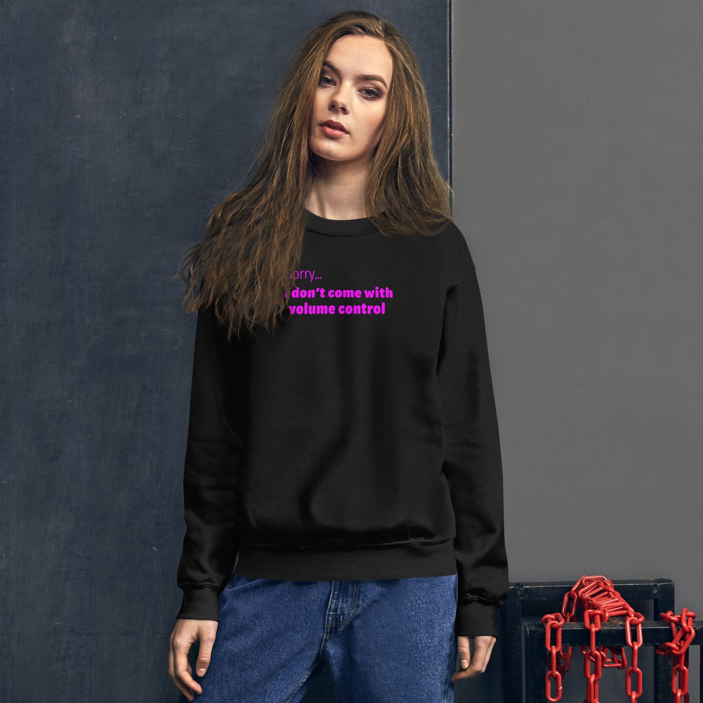 Volume control - Magenta Text - Womens Sweatshirt