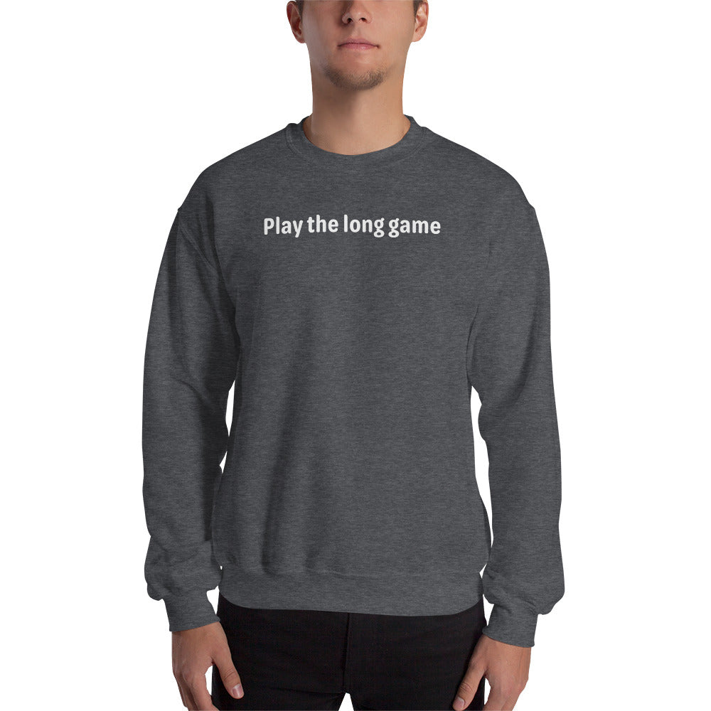 Play the long game - White Text - Mens Sweatshirt