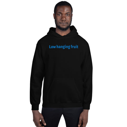 Low hanging fruit - Blue Text - Mens Hoodie