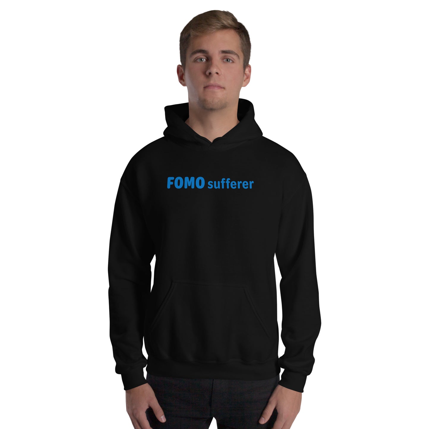 FOMO Sufferer - Blue Text - Mens Hoodie