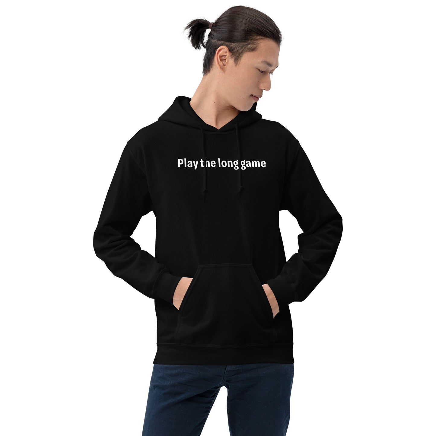 Play the long game - White text - Mens Hoodie