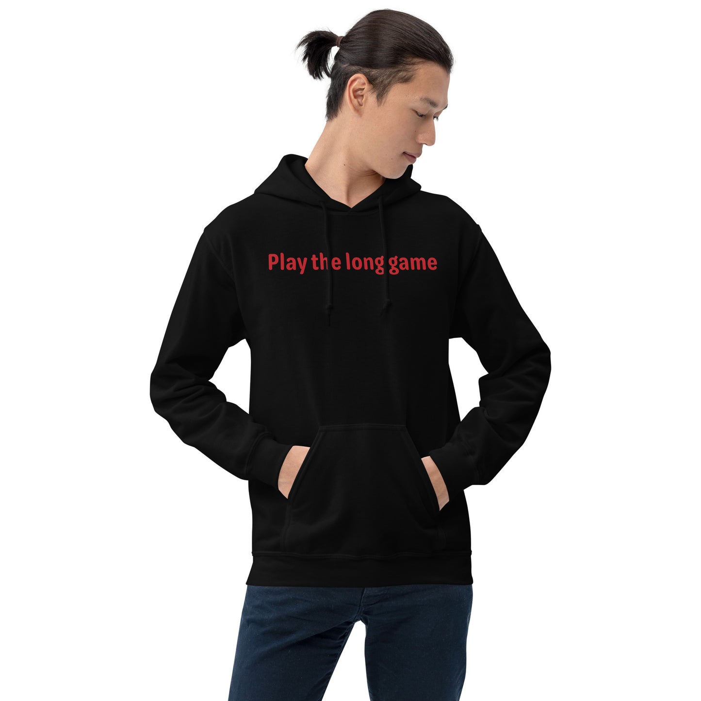 Play the long game - Red Text - Mens Hoodie