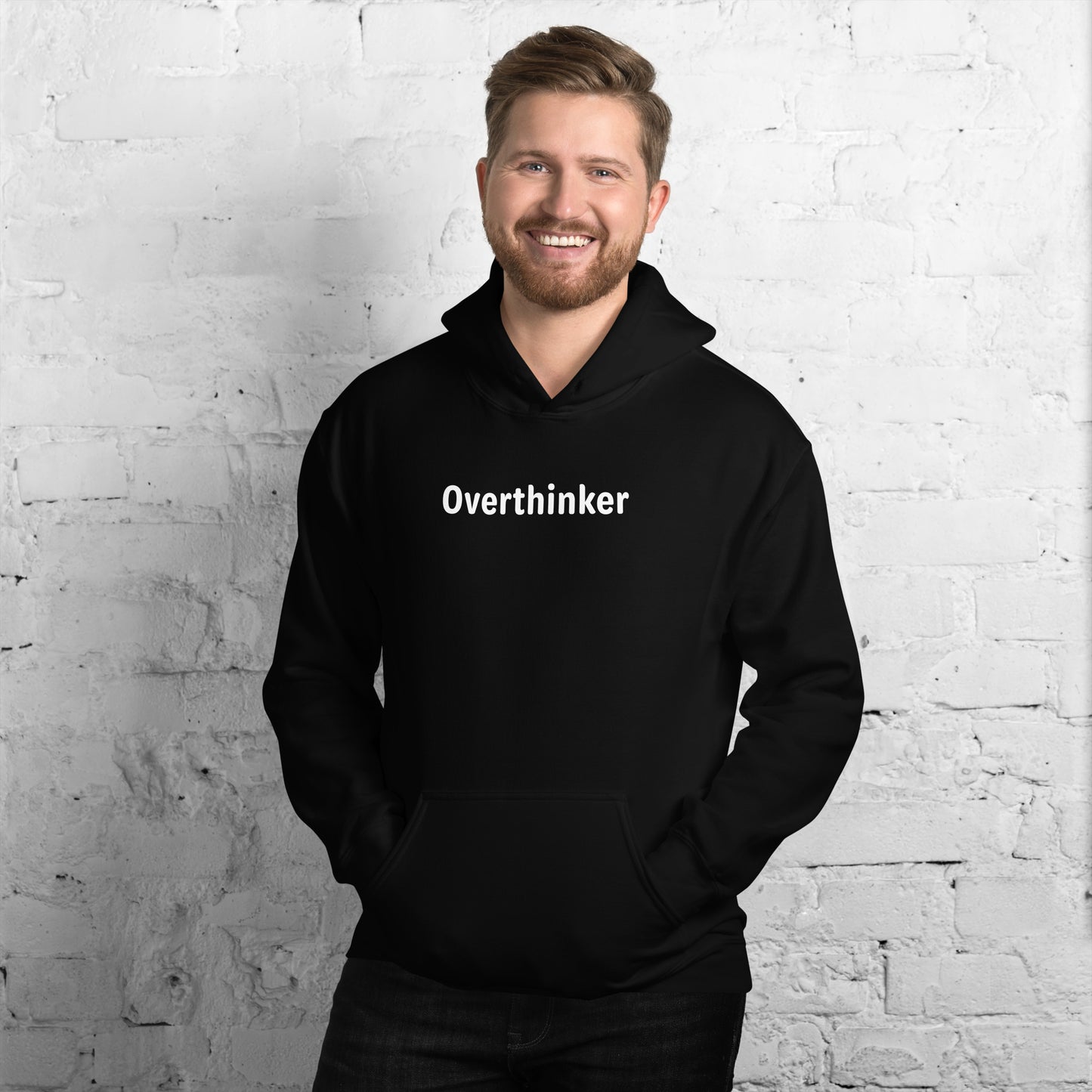 Overthinker - White text - Mens Hoodie