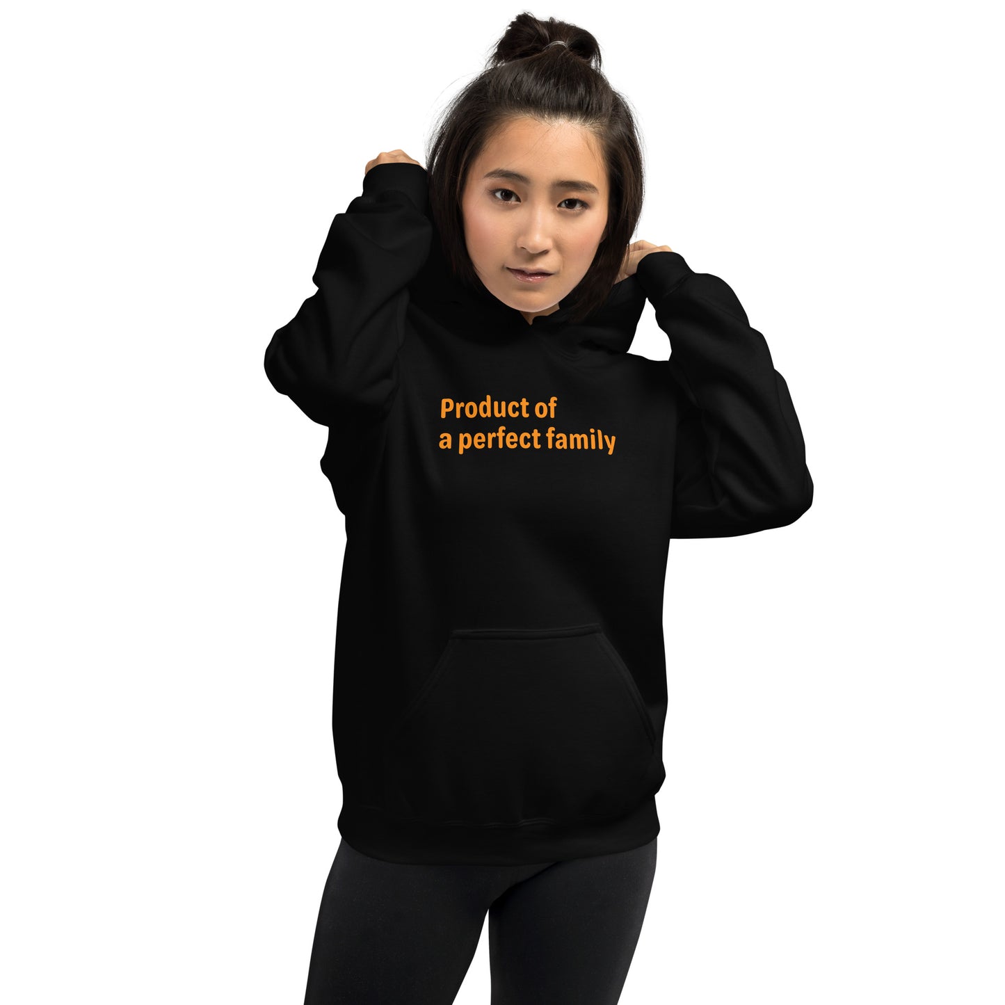 Product of - Orange text - Womens hoodie