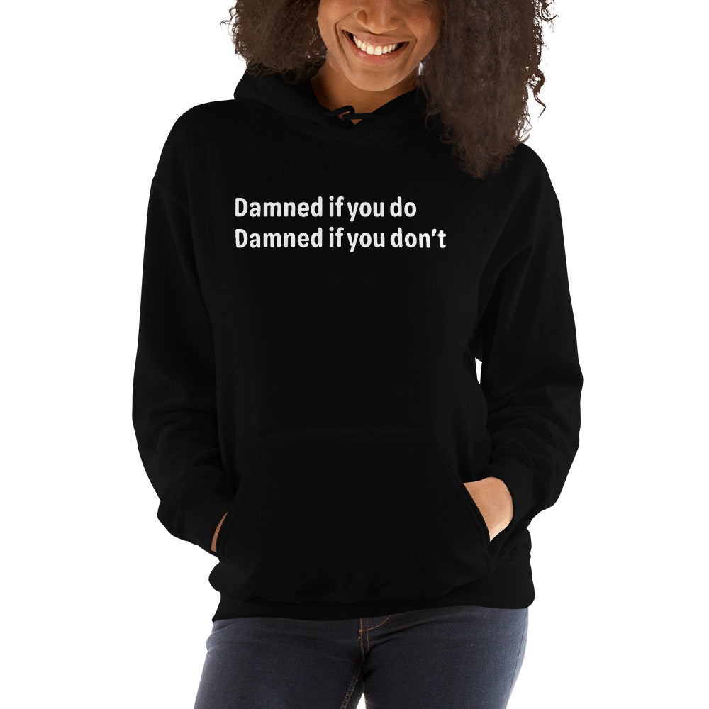 Damned - White text - Womens Hoodie