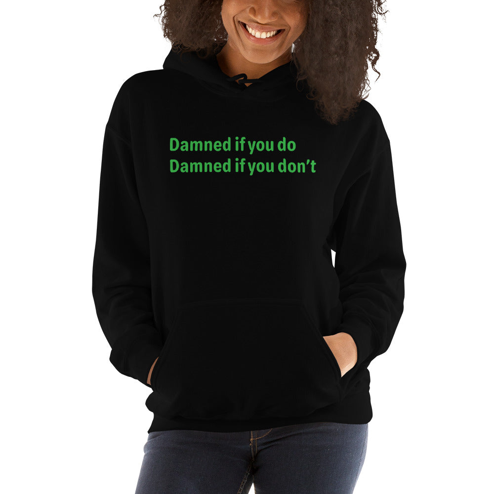 Damned - Green Text - Womens Hoodie