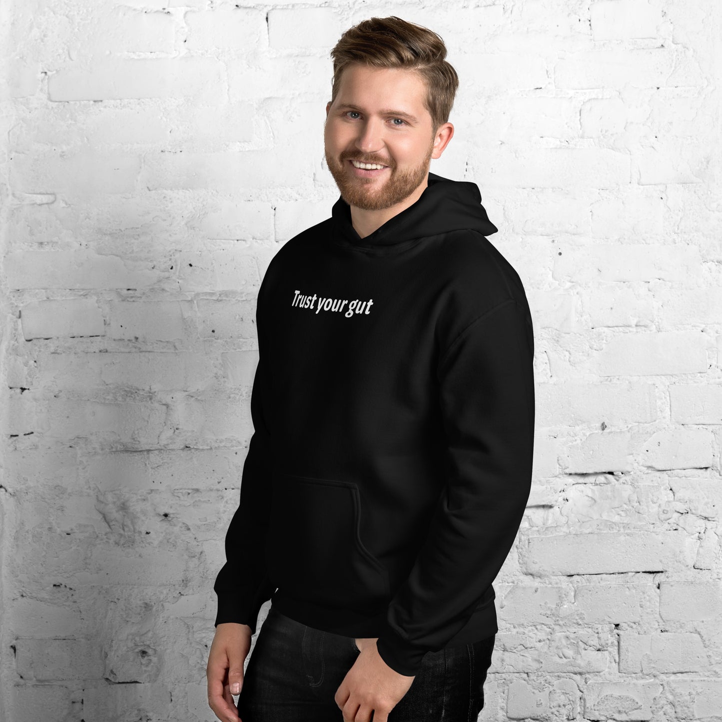 Trust your gut - White text - Mens Hoodie