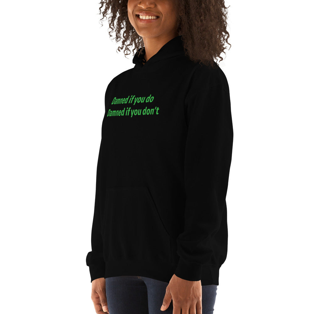 Damned - Green Text - Womens Hoodie