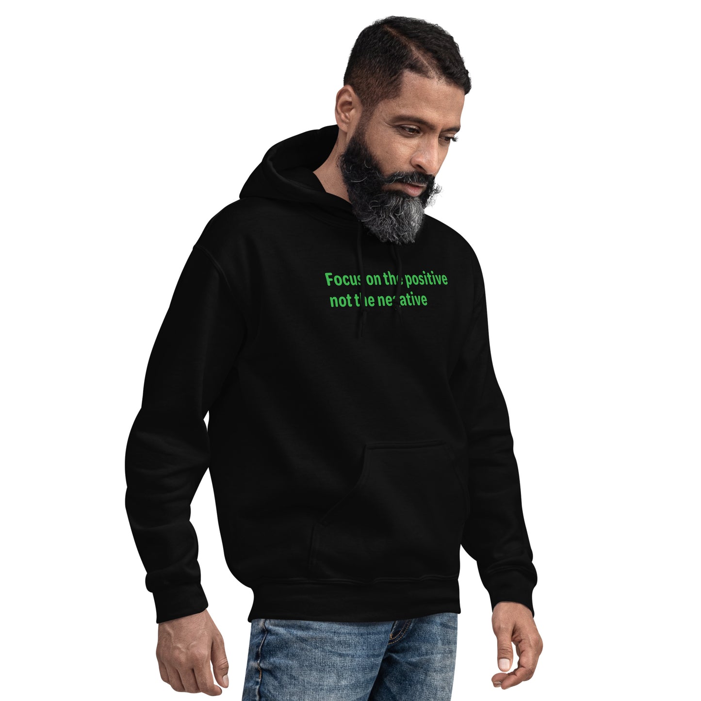 Positive Focus - Green Text - Mens Hoodie