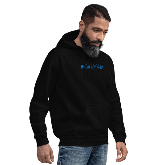 Build a bridge - Blue Text - Mens Hoodie