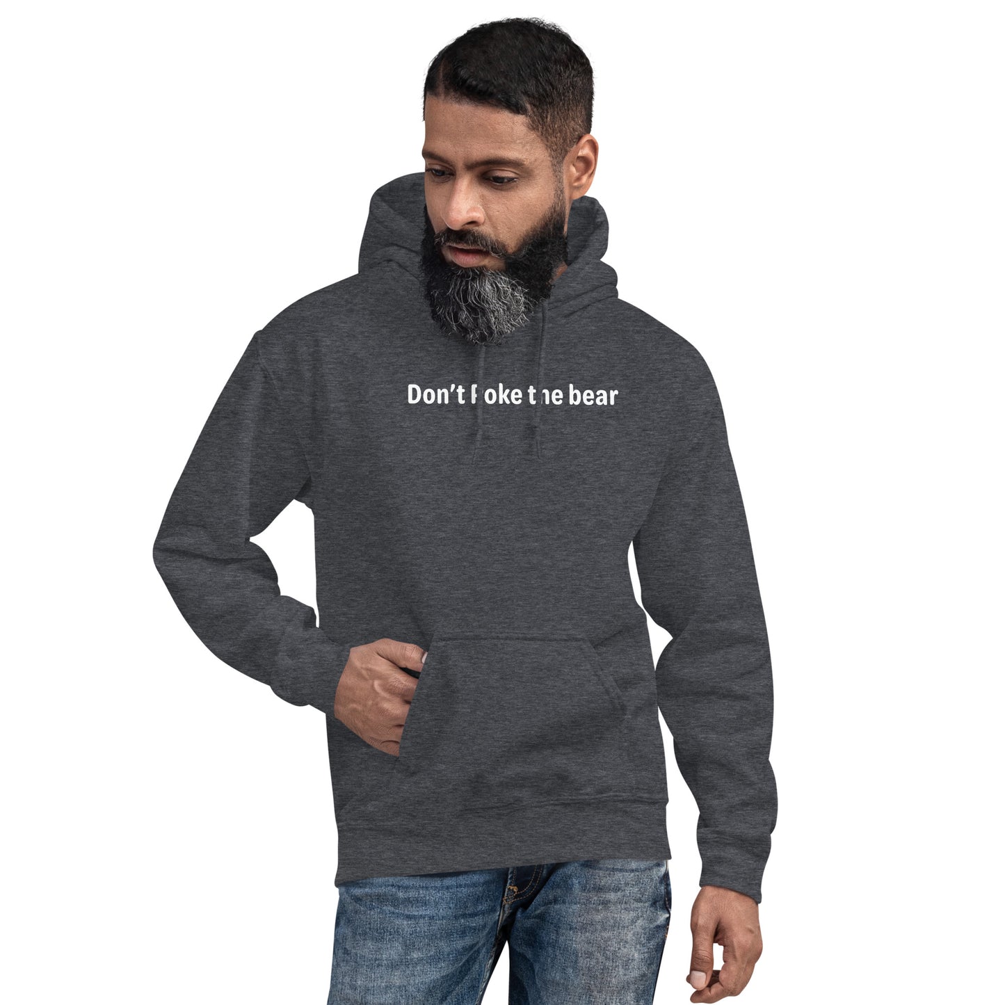 Don't Poke the bear - White text - Mens Hoodie