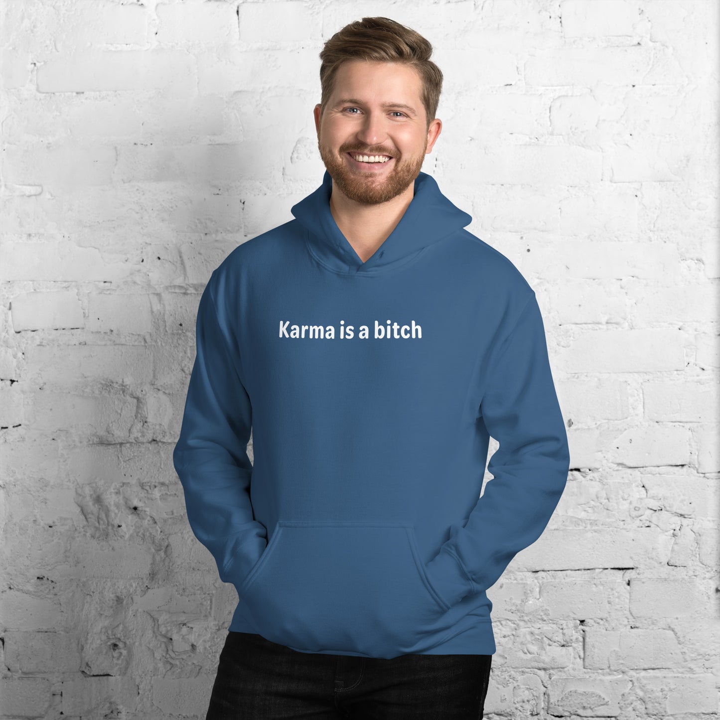 Karma is a bitch - White text - Mens Hoodie