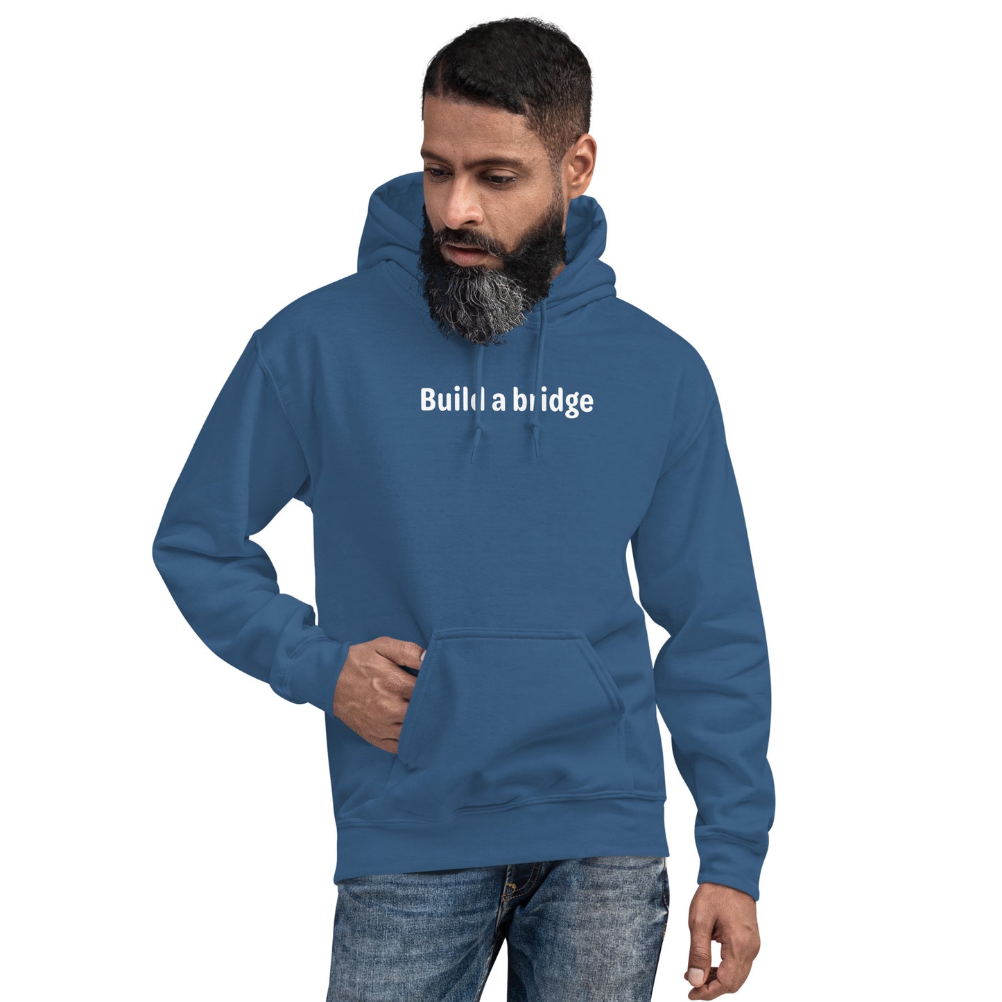 Build a bridge - White text - Mens Hoodie