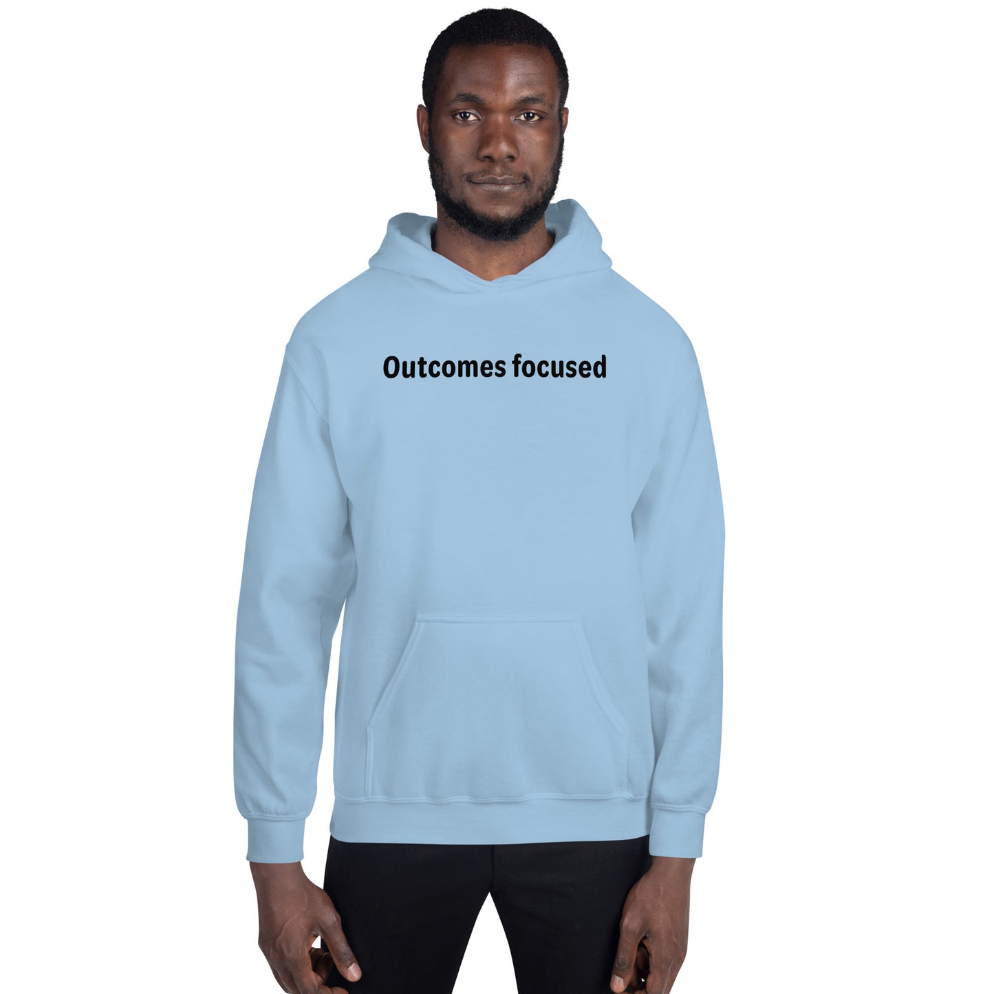 Outcomes focused - Black Text - Mens Hoodie