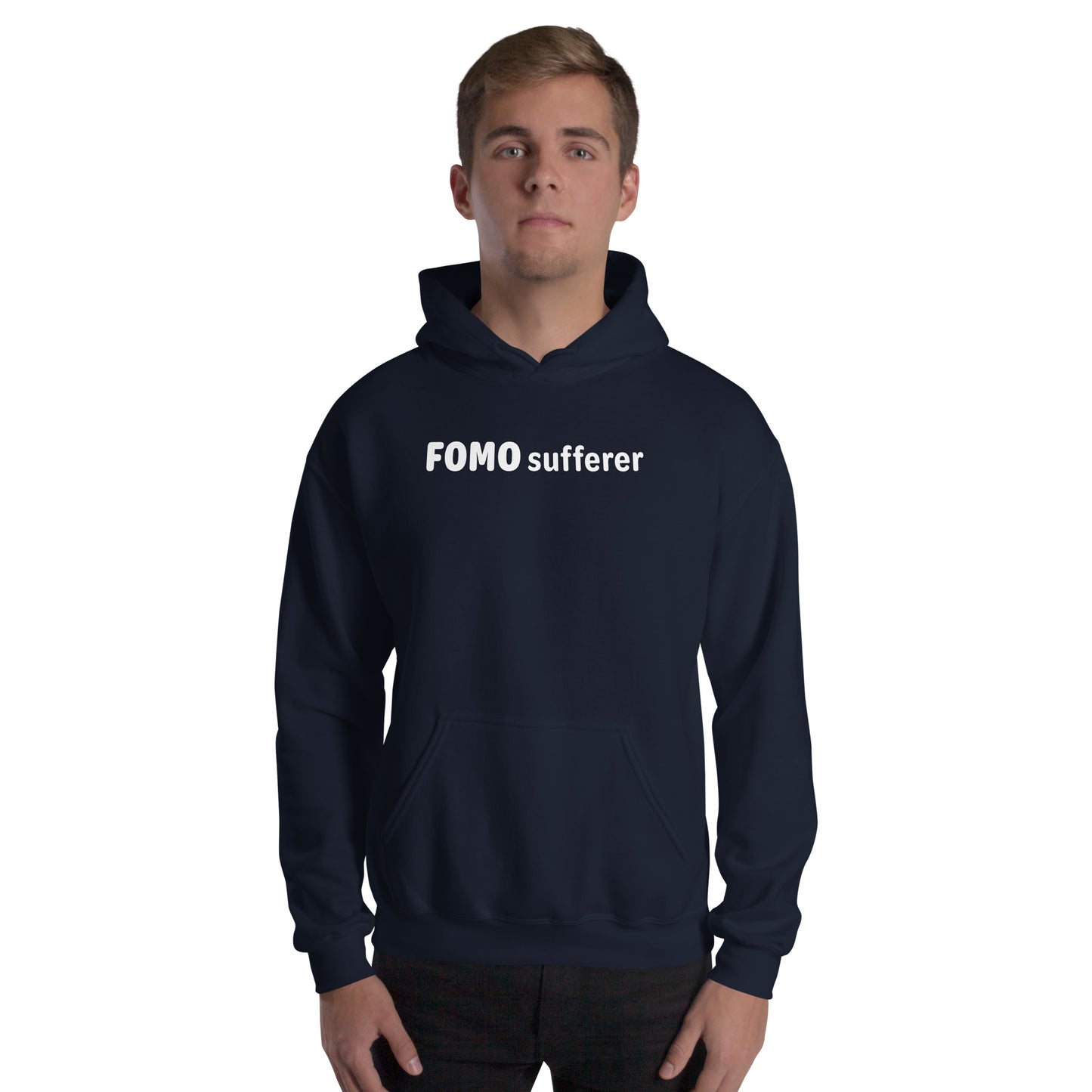 FOMO Sufferer - White text - Mens Hoodie