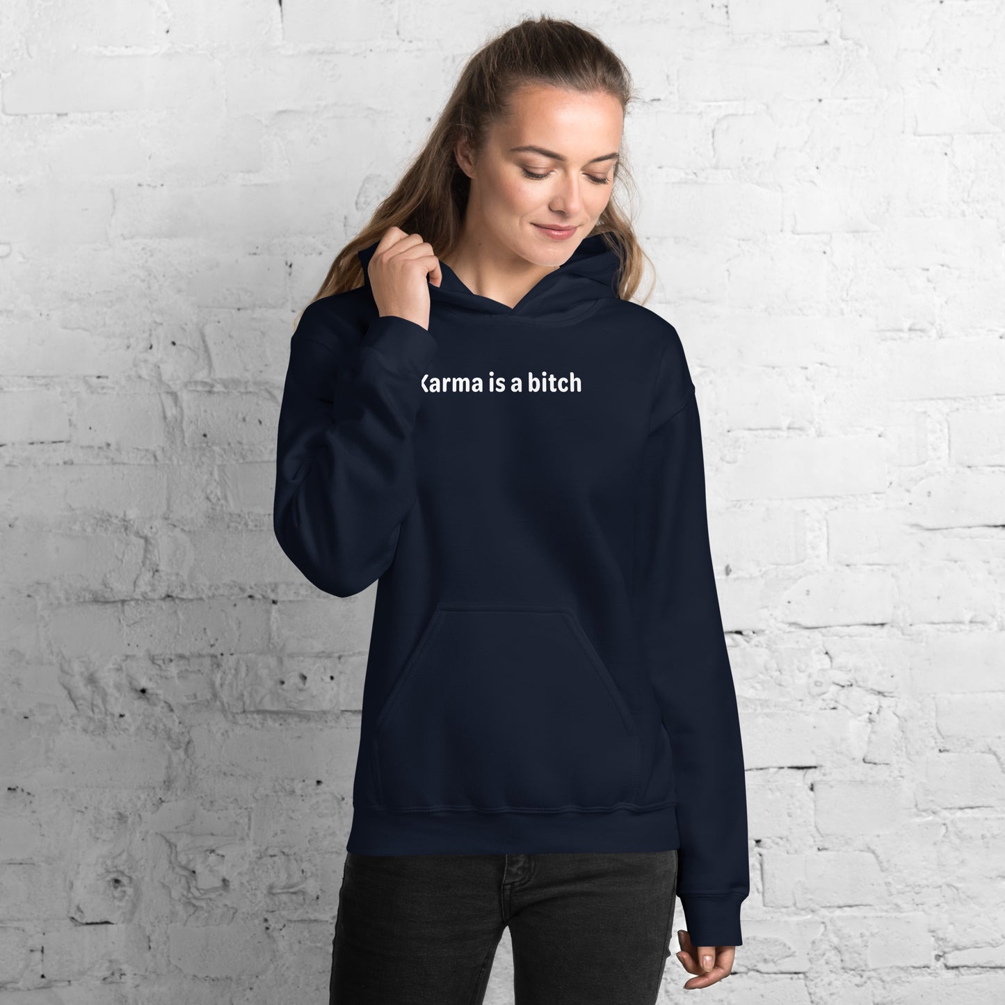 Karma is a bitch - White text - Womens hoodie