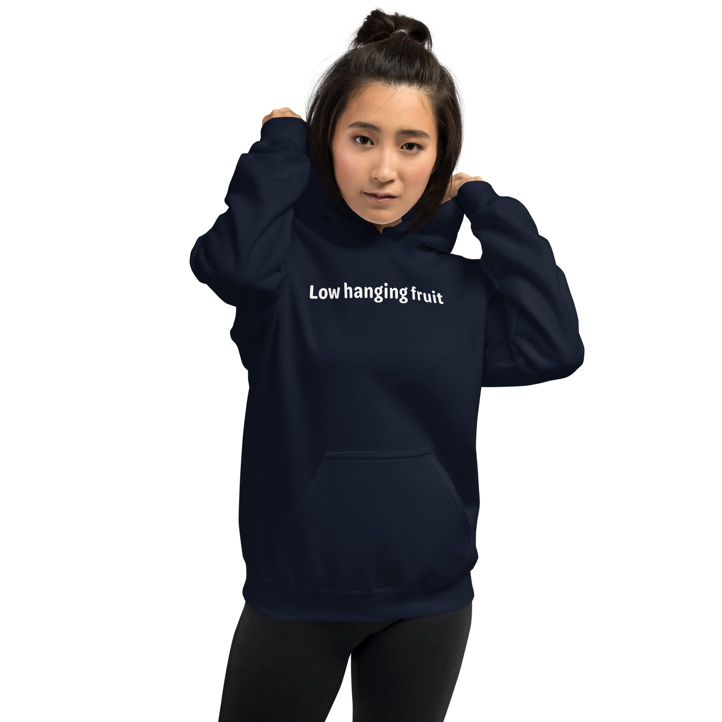 Low hanging fruit - White text - Womens Hoodie