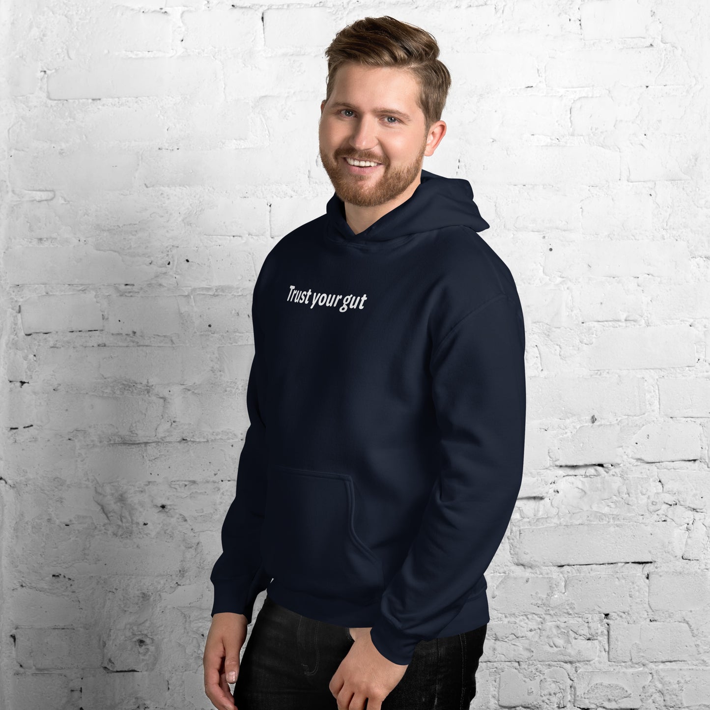 Trust your gut - White text - Mens Hoodie