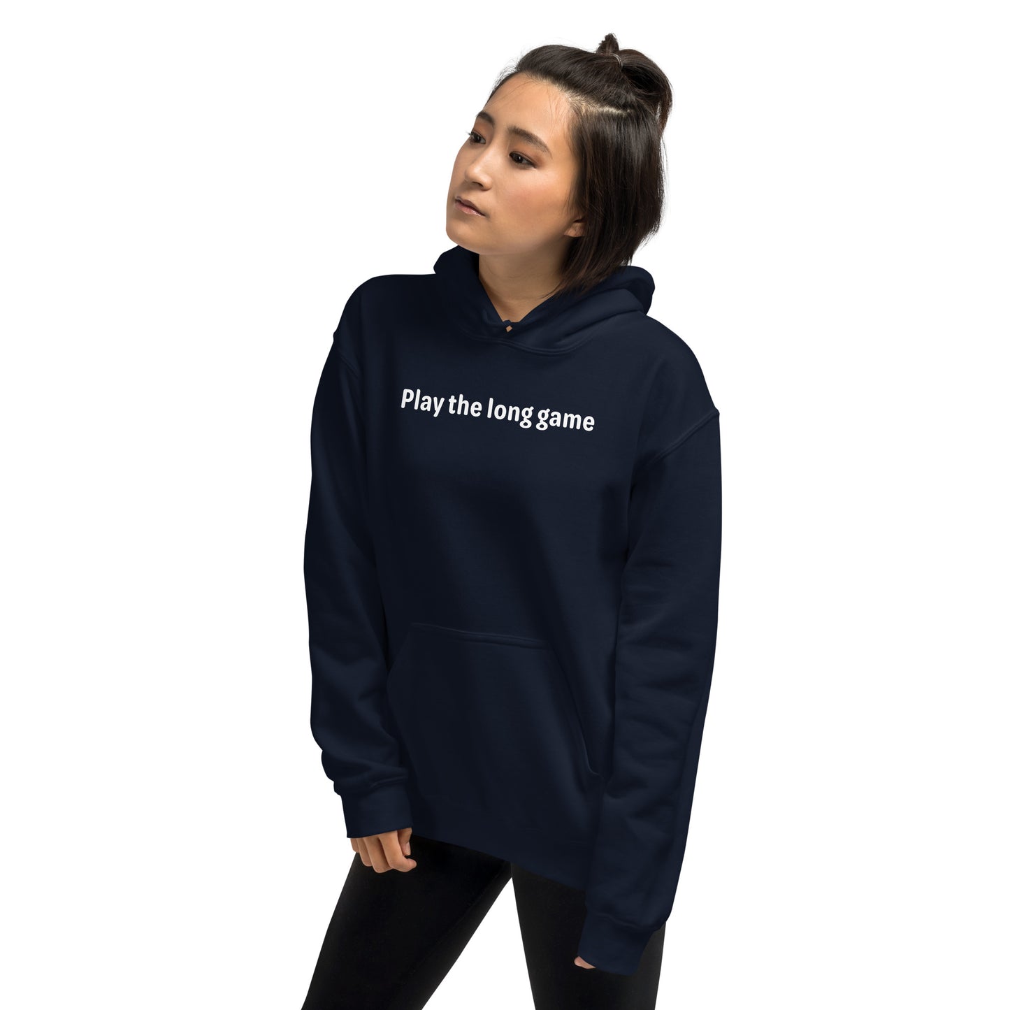 Play the long game - White text - Womens Hoodie