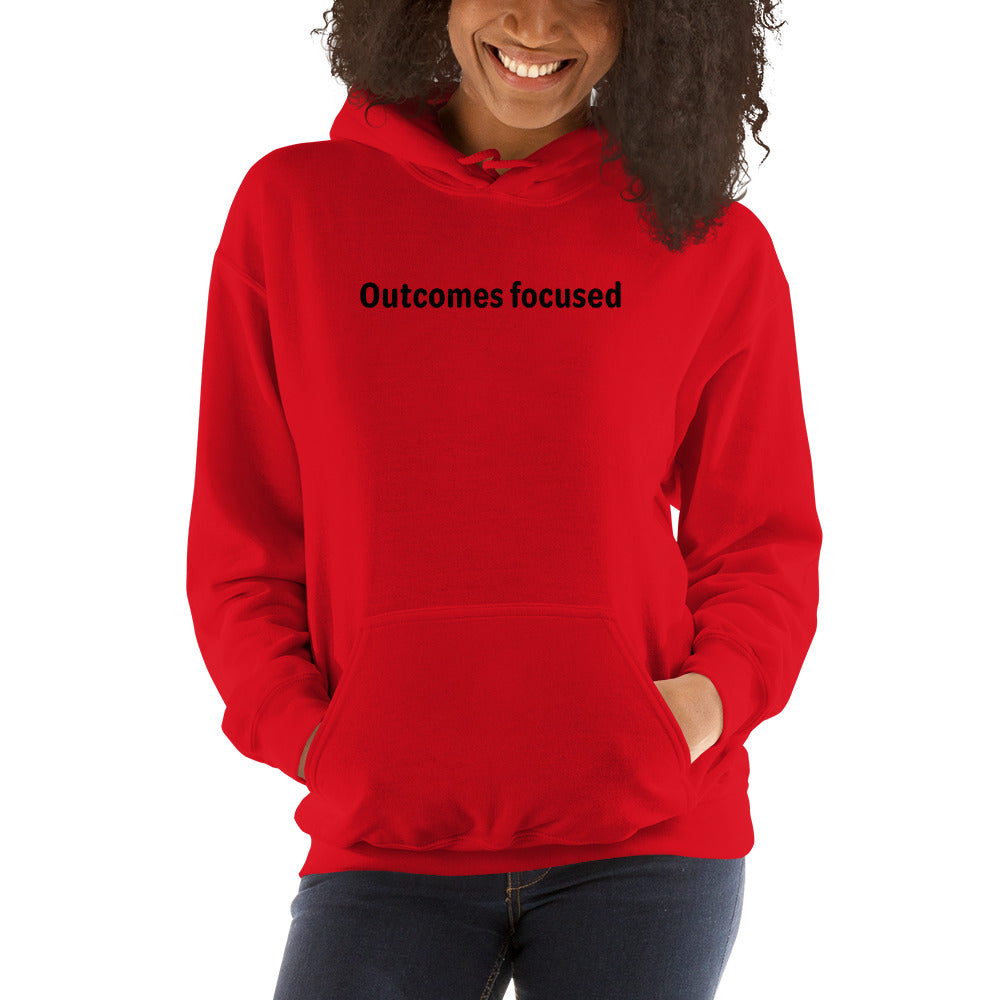 Outcomes focused - Black Text - Womens Hoodie