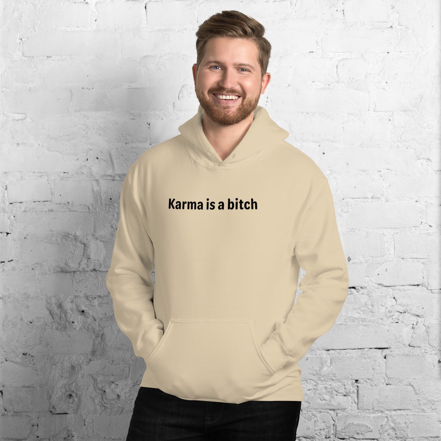 Karma is a bitch - Black Text - Mens Hoodie