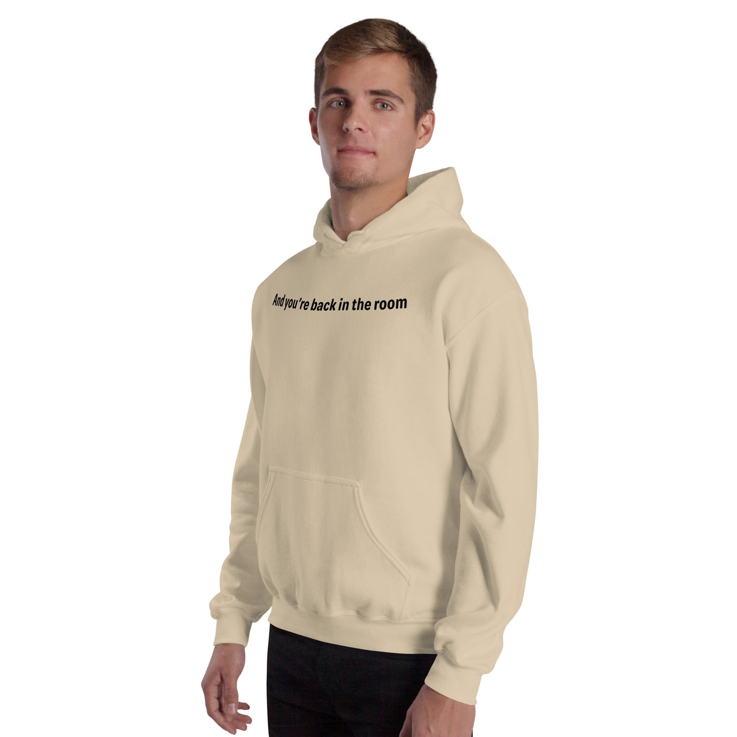 Back in the room - Black Text - Mens Hoodie