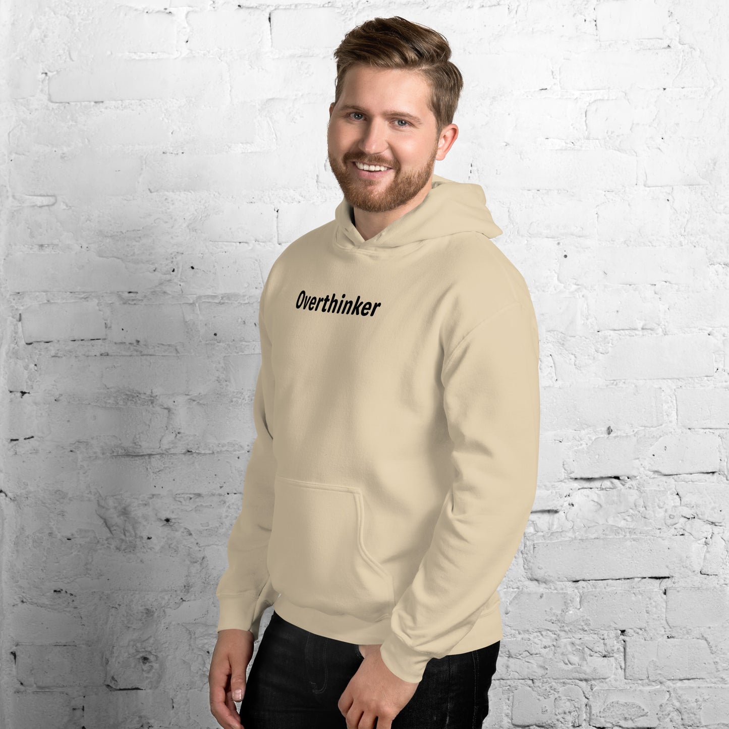 Overthinker - Black Text - Mens Hoodie