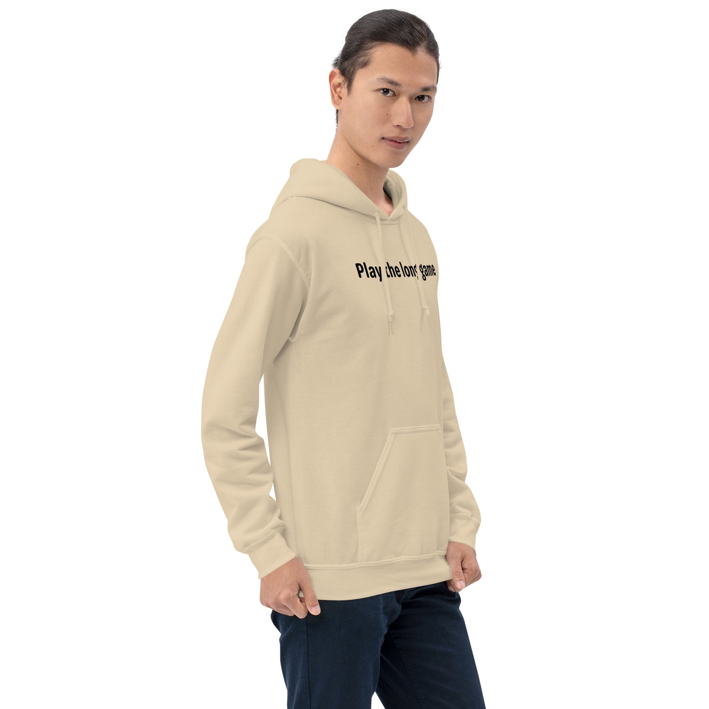 Play the long game - Black Text - Mens Hoodie