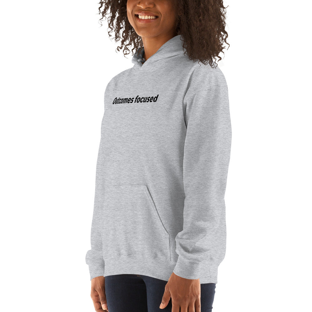 Outcomes focused - Black Text - Womens Hoodie