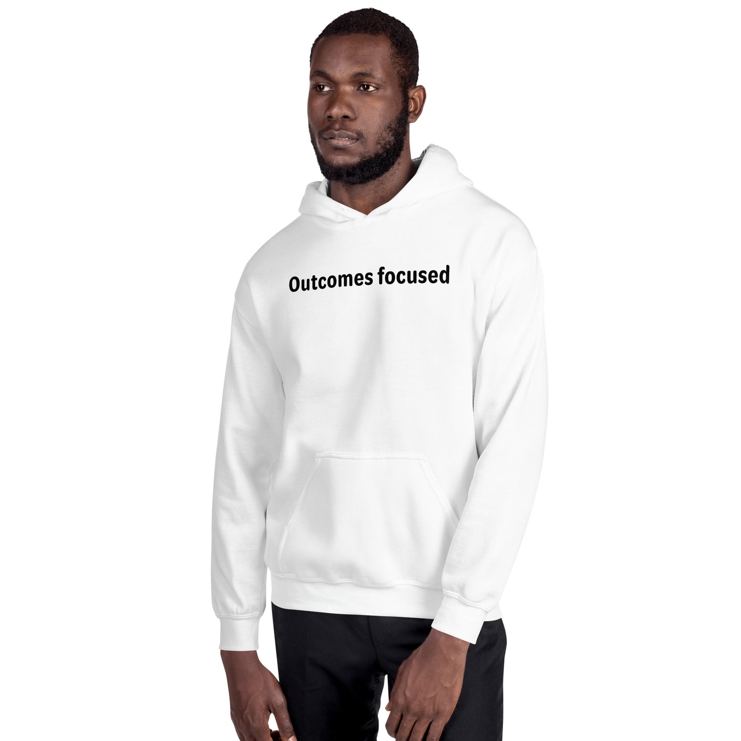 Outcomes focused - Black Text - Mens Hoodie