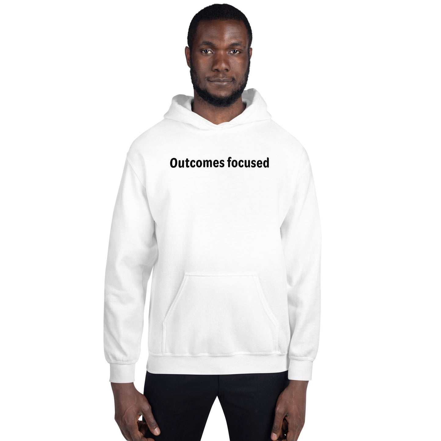 Outcomes focused - Black Text - Mens Hoodie