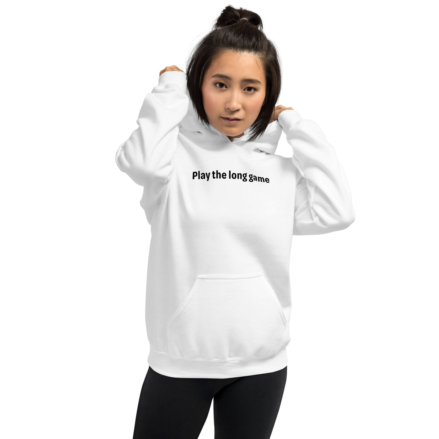 Play the long game - Black Text - Womens Hoodie