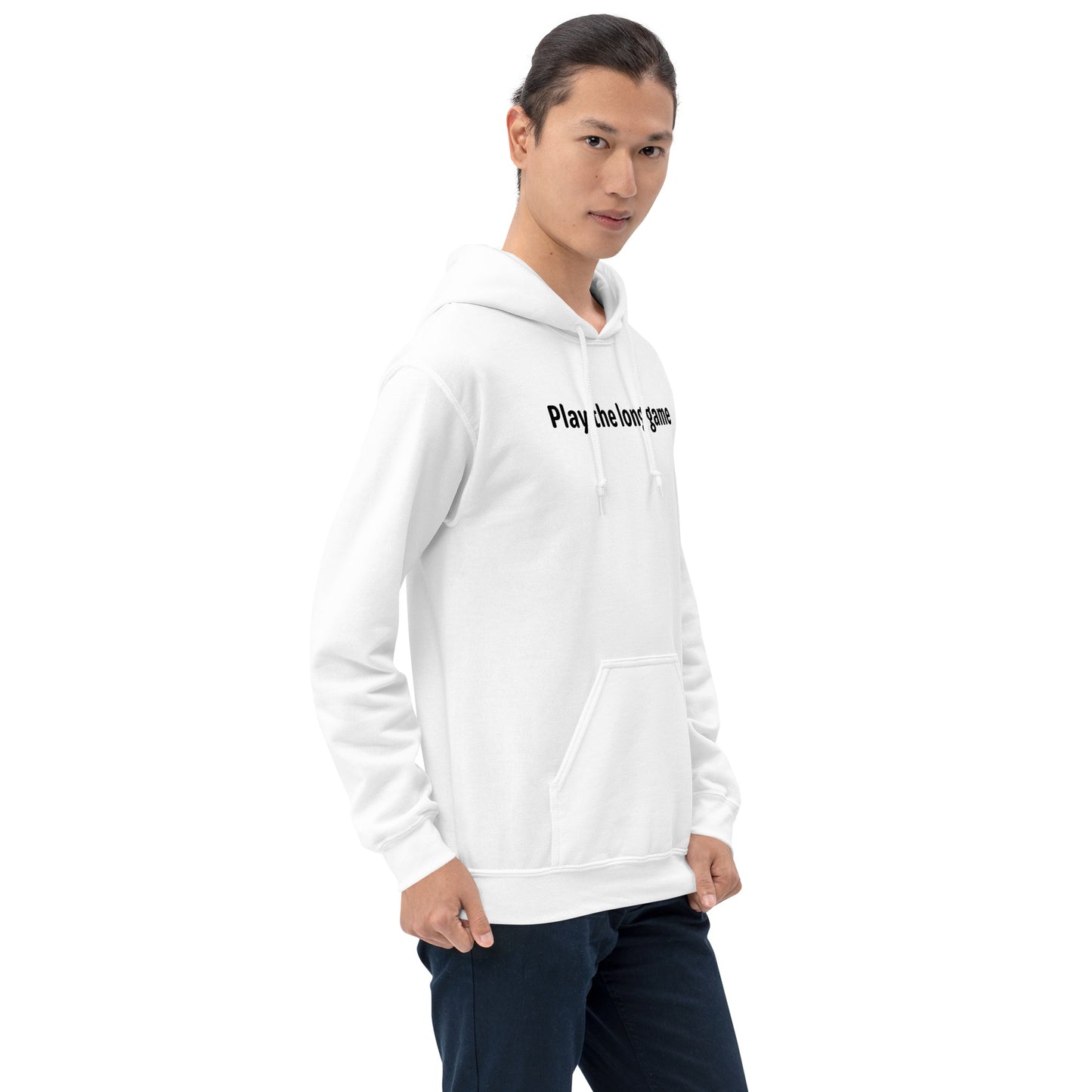 Play the long game - Black Text - Mens Hoodie