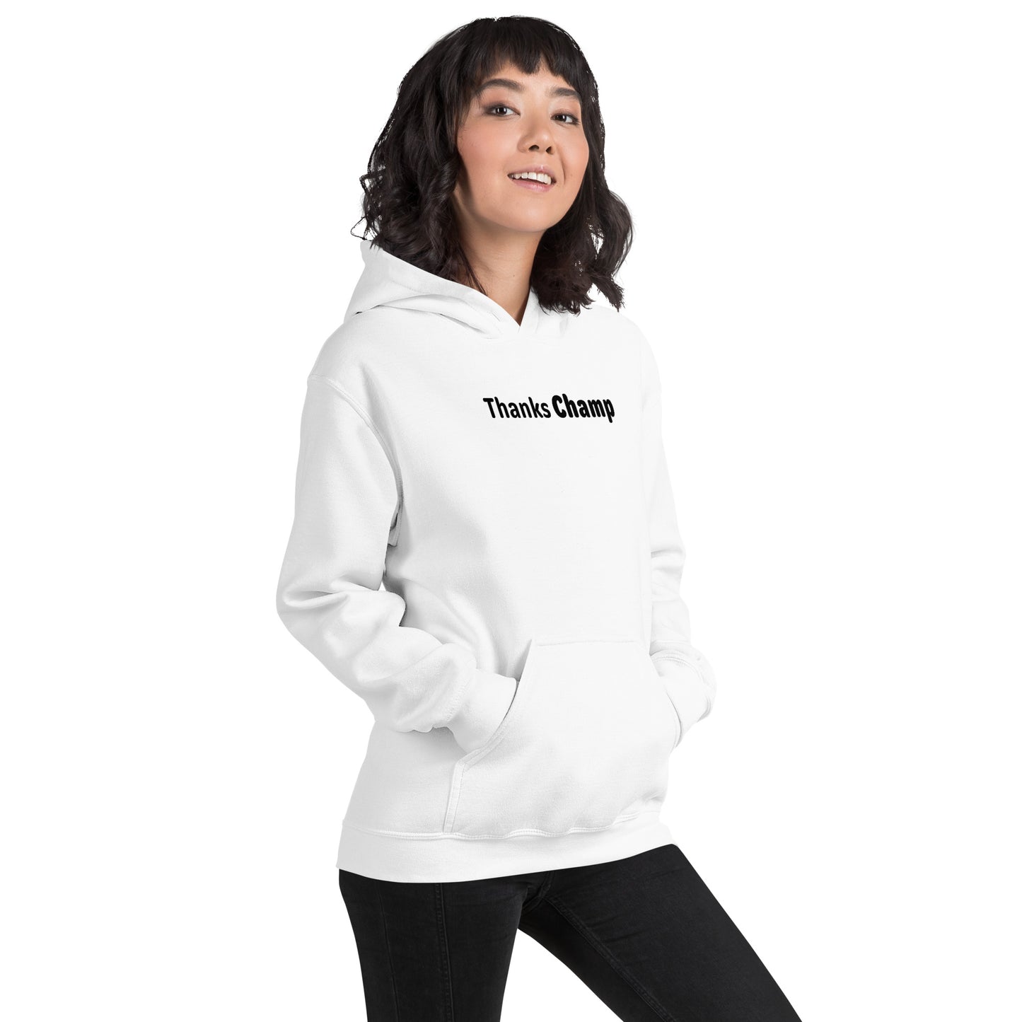 Thanks champ - Black Text - Womens Hoodie