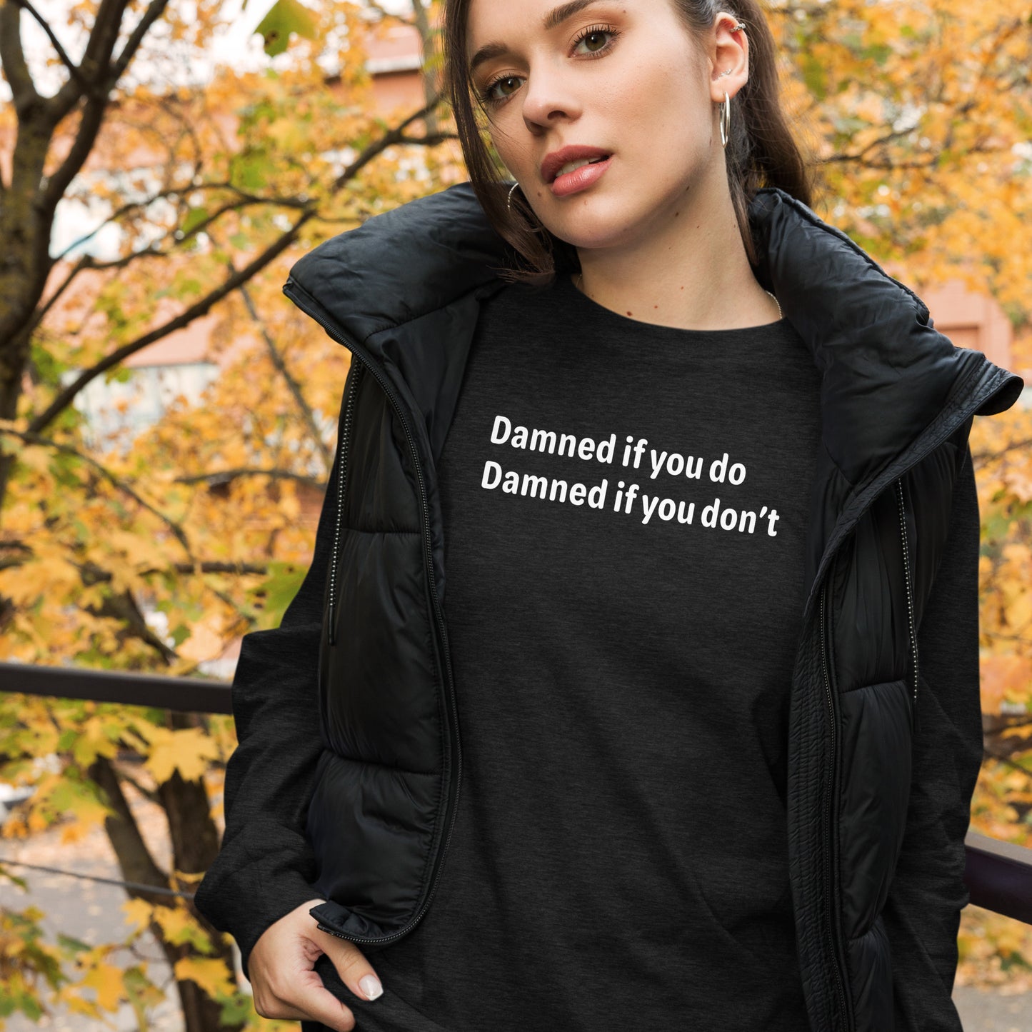 Damned - White text - Womens Long Sleeve Tee