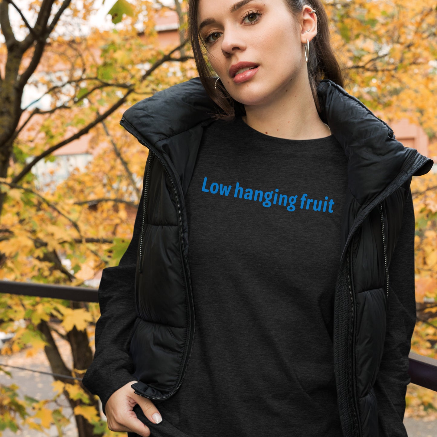 Low hanging fruit - Blue text - Womens Long Sleeve Tee